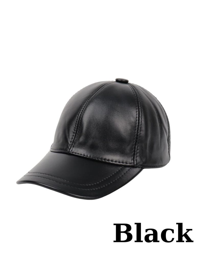Genuine Leather Baseball Cap: Adjustable Unisex Hat Black