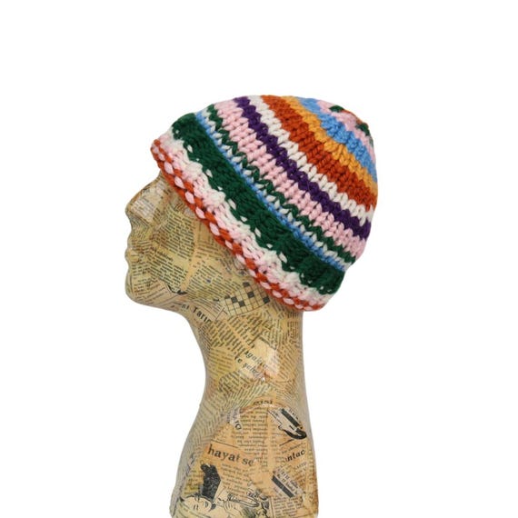 Handmade Crochet Multicolor Beanie: Chunky Knit Boho Winter  display picture 1