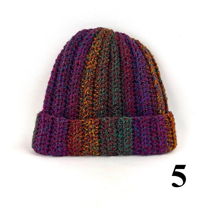 Hand Knit Multicolor Beanie: Chunky Crochet Boho Winter Cap 5