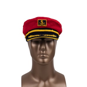 Red Captain Hat: Unisex Cotton Skipper Sailor Yacht Hat