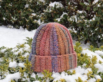 Handmade Multicolor Crochet Beanie: Boho Winter Cap