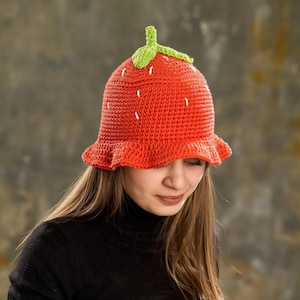 Handmade Crochet Animal Bucket Hat, Cow, Bee, Strawberry