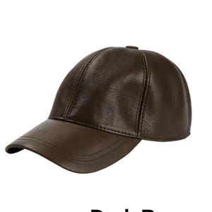 Genuine Leather Baseball Cap: Adjustable Unisex Hat Dark Brown