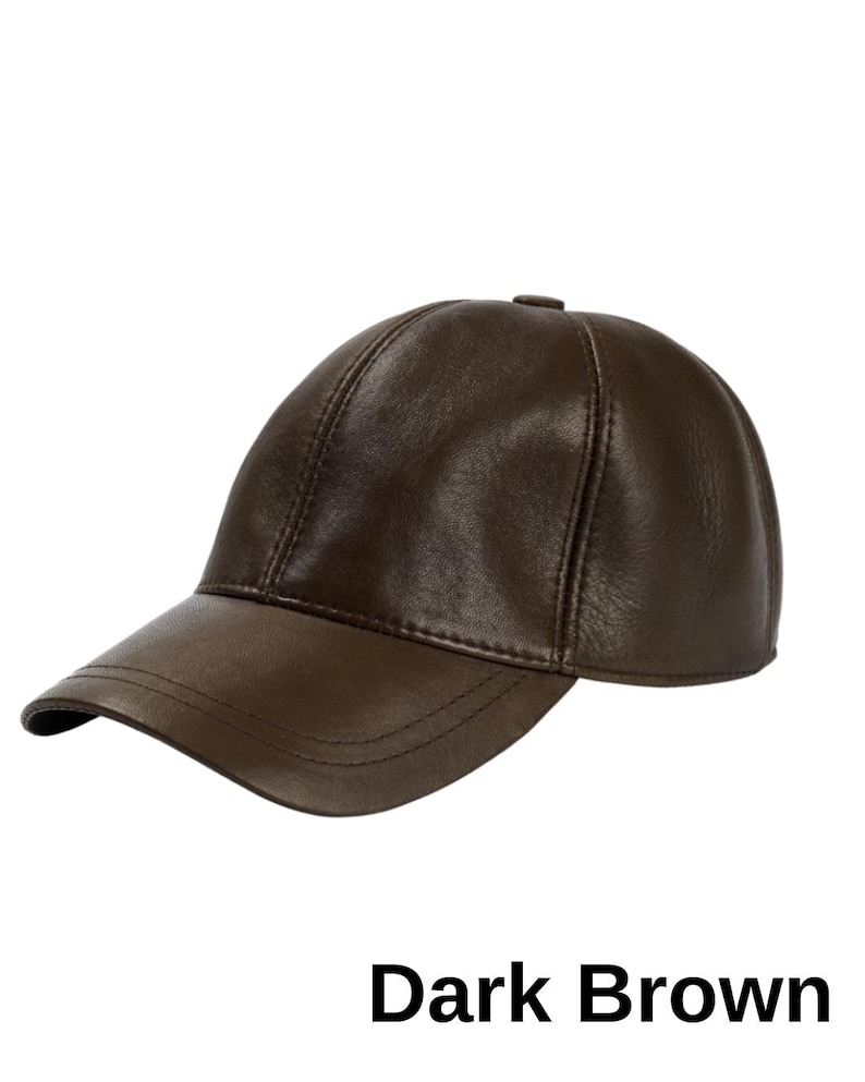 Genuine Leather Baseball Cap: Adjustable Unisex Hat Dark Brown