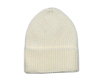 Weiß Strickmütze: Weiche Wollmischung, Wintermütze mit Bündchen