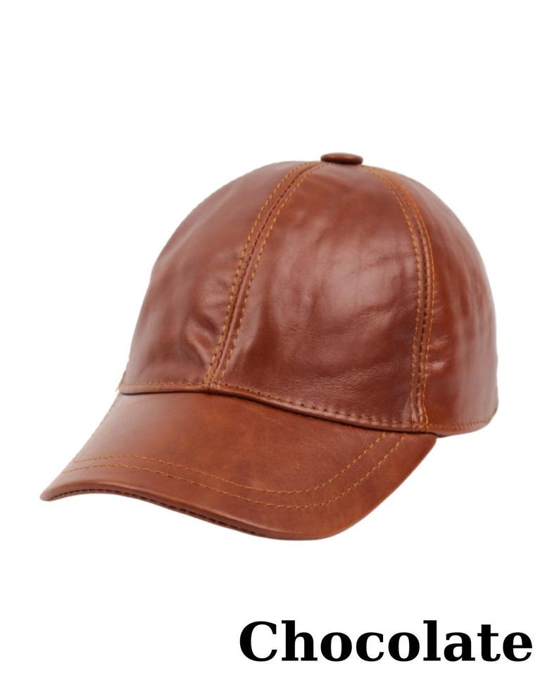 Genuine Leather Baseball Cap: Adjustable Unisex Hat Chocolate