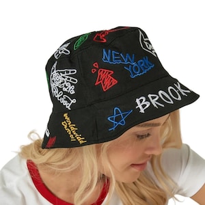 Black Cotton Summer Bucket Hat: Unisex Beach Sun Hat