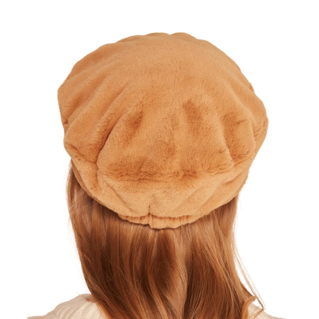 Camel Faux Fur Newsboy Hat: Plush Winter Baseball Cap. - Etsy display picture 1