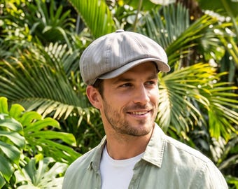 Casquette gavroche en lin : chapeau Gatsby fait main style vintage