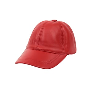 Red Leather Baseball Cap,Adjustable Leather Cap,Leather Hat, Unisex cap,Woman Leather Hat,Man Leather Baseball Cap,Fathers Day Gift,