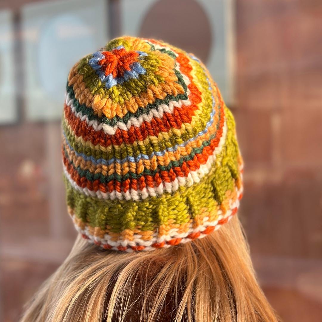 Hand Knit Scrap Beanies warm Caps multicolor Beanie Boho Beanie cozy