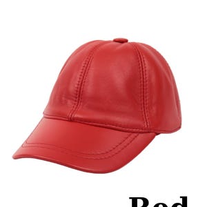 Genuine Leather Baseball Cap: Adjustable Unisex Hat Red