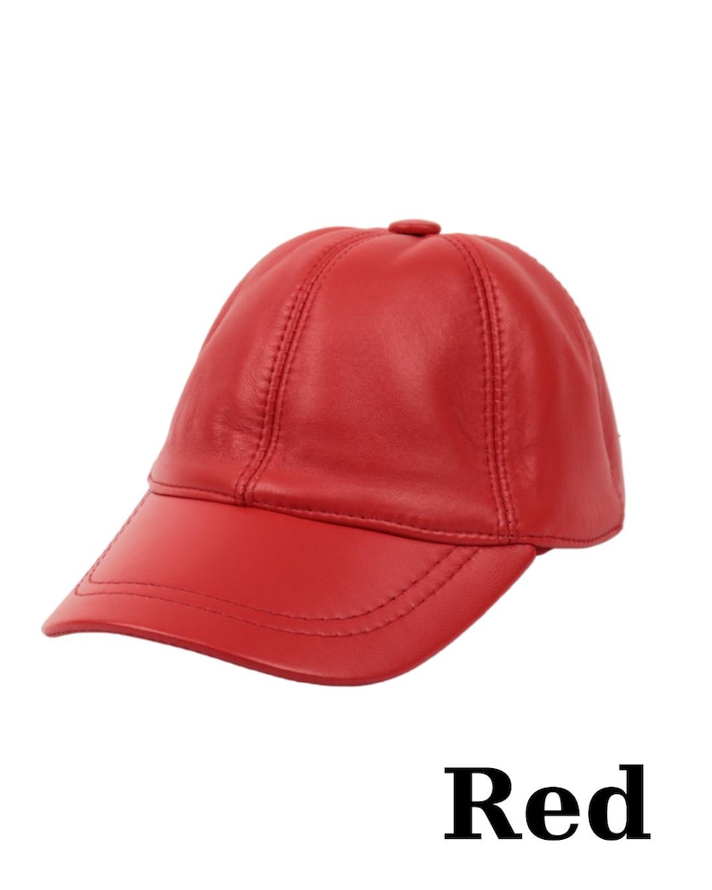 Genuine Leather Baseball Cap: Adjustable Unisex Hat Red