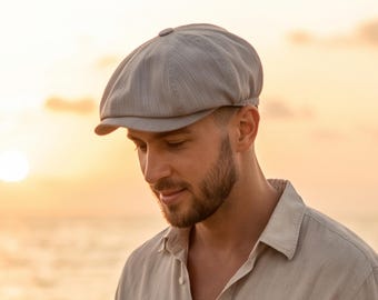 Casquette gavroche en lin : chapeau Gatsby fait main style vintage