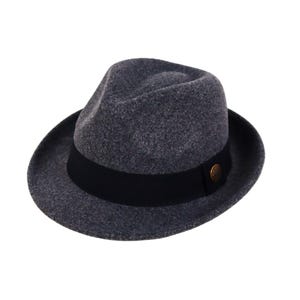 Gray Vegan Felt Fedora Hat: Classic Short Brim Rancher