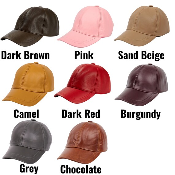 Pink Leather Baseball Cap: Adjustable Unisex Hat - Etsy display picture 2