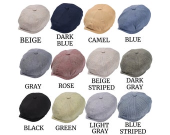 Gorra de vendedor de periódicos de lino de verano, sombrero Bakerboy, sombrero Peaky Blinders, gorra plana irlandesa, sombrero Gatsby, sombrero Tommy Shelby, sombrero Ivy, regalo del Día del Padre