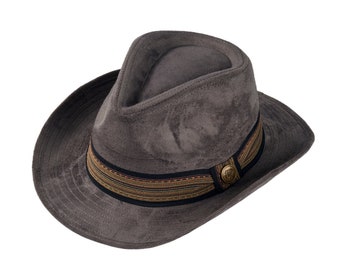 Black, Grey and Chocolate Brown Boho Western Fedora Hat Big Wide Brim Boho Western Hat for Women and Men - Felt  main image 3