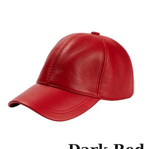 Genuine Leather Baseball Cap: Adjustable Unisex Hat Dark Red