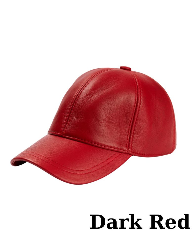 Genuine Leather Baseball Cap: Adjustable Unisex Hat Dark Red