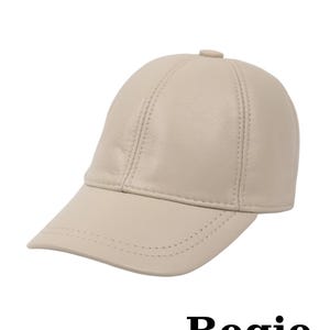 Genuine Leather Baseball Cap: Adjustable Unisex Hat Beige
