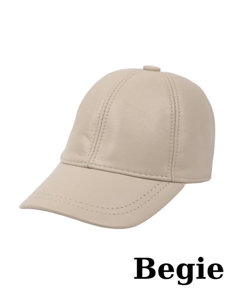 Genuine Leather Baseball Cap: Adjustable Unisex Hat Beige