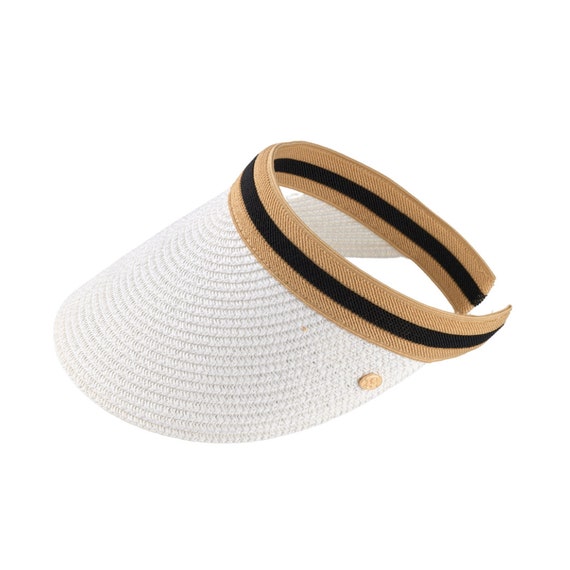 White Straw Visor: Women display picture 3