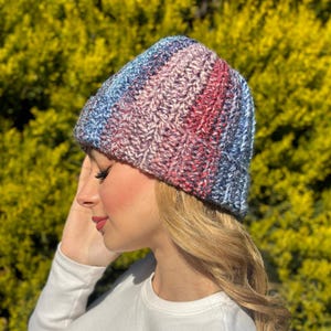 Hand Knit Beanie,Warm Caps,Multicolor Beanie, Boho Beanie,Cozy Chunky knit,Funky Beanie,Unisex Beanie,Winter Beanies