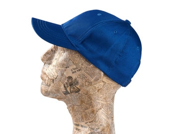 Blue Cotton Baseball Cap, Adjustable Unisex Sun Hat