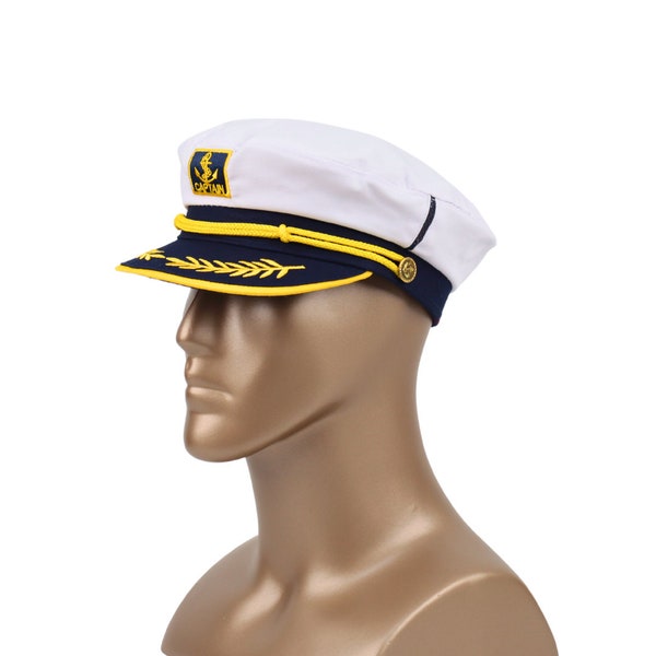 Weißer Kapitän Hut, Kapitän Hut, Geschenk für neue Bootsbesitzer, First Mate Hut, Skipper, Yacht-Sailor Bachelor Hut, Nautisches Geschenk, Braut Kapitän Hut