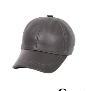 Genuine Leather Baseball Cap: Adjustable Unisex Hat Grey