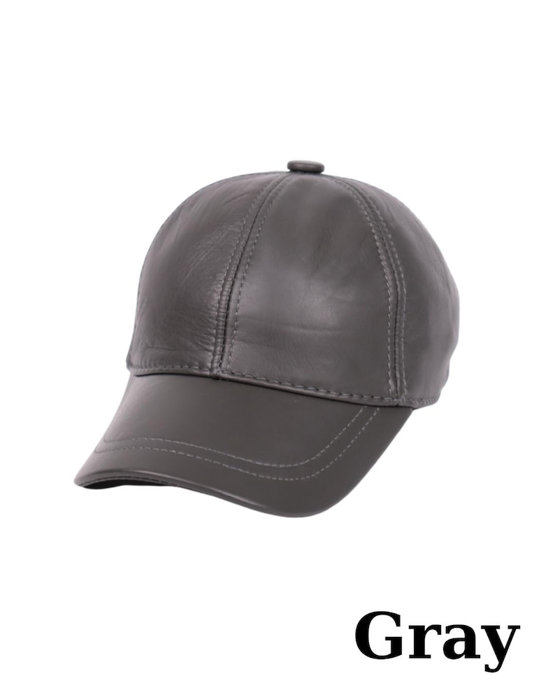 Genuine Leather Baseball Cap: Adjustable Unisex Hat Grey