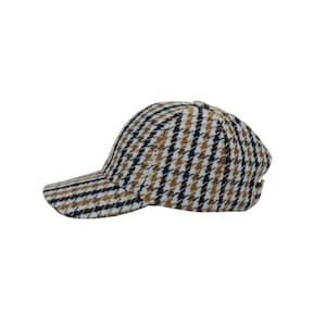 Blue Houndstooth Design Wool Baseball Cap,Adjustable Wool Cap,Wool Hat, Unisex cap,Woman Wool Hat,Man Wool Baseball Cap,Wool Winter Cap