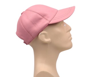 Pink Leather Baseball Cap: Adjustable Unisex Hat - Etsy display picture 1