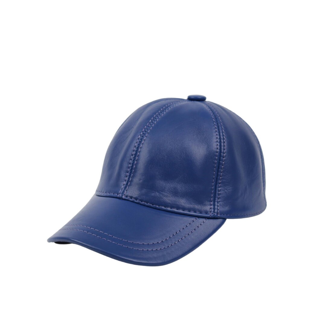 Genuine Suede Leather Cap Midnight Blue Leather Baseball Cap Handmade Navy blue 100% Real Genuine EXOTIC Leather Skin Men  main image 2