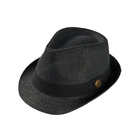 Borsalino Unisex Navy Paper Straw Fedora Hat Frayed Edge, size 59, made in Italy Borsalino Big Brim Fedora Straw Hat Men Nature-Black 7 1/8  main image 3
