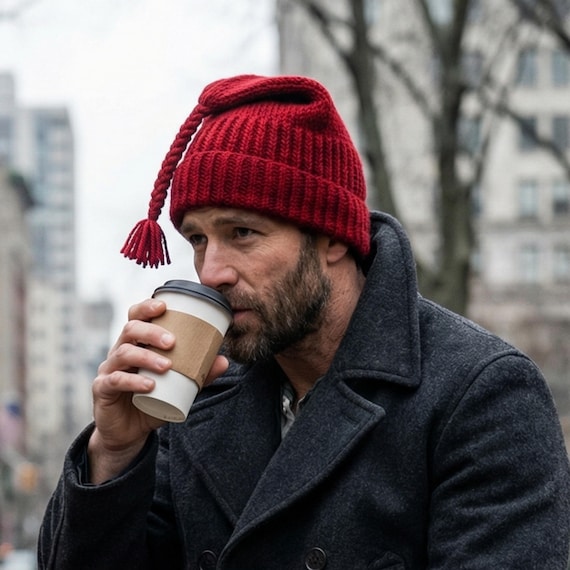 Melt the Ice Hat ,hand Knit Red Norwegian Beanie  display picture 1