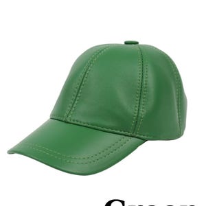 Genuine Leather Baseball Cap: Adjustable Unisex Hat Green
