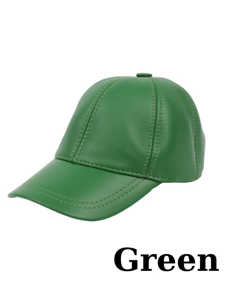Genuine Leather Baseball Cap: Adjustable Unisex Hat Green