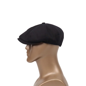Berretto estivo in lino nero, cappello da Bakerboy, cappello Peaky Blinders, berretto piatto irlandese, cappello Gatsby