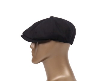 Gorra de vendedor de periódicos de lino de verano negro, sombrero Bakerboy, sombrero Peaky Blinders, gorra plana irlandesa, sombrero Gatsby, sombrero Tommy Shelby, sombrero de hiedra, regalo del Día del Padre