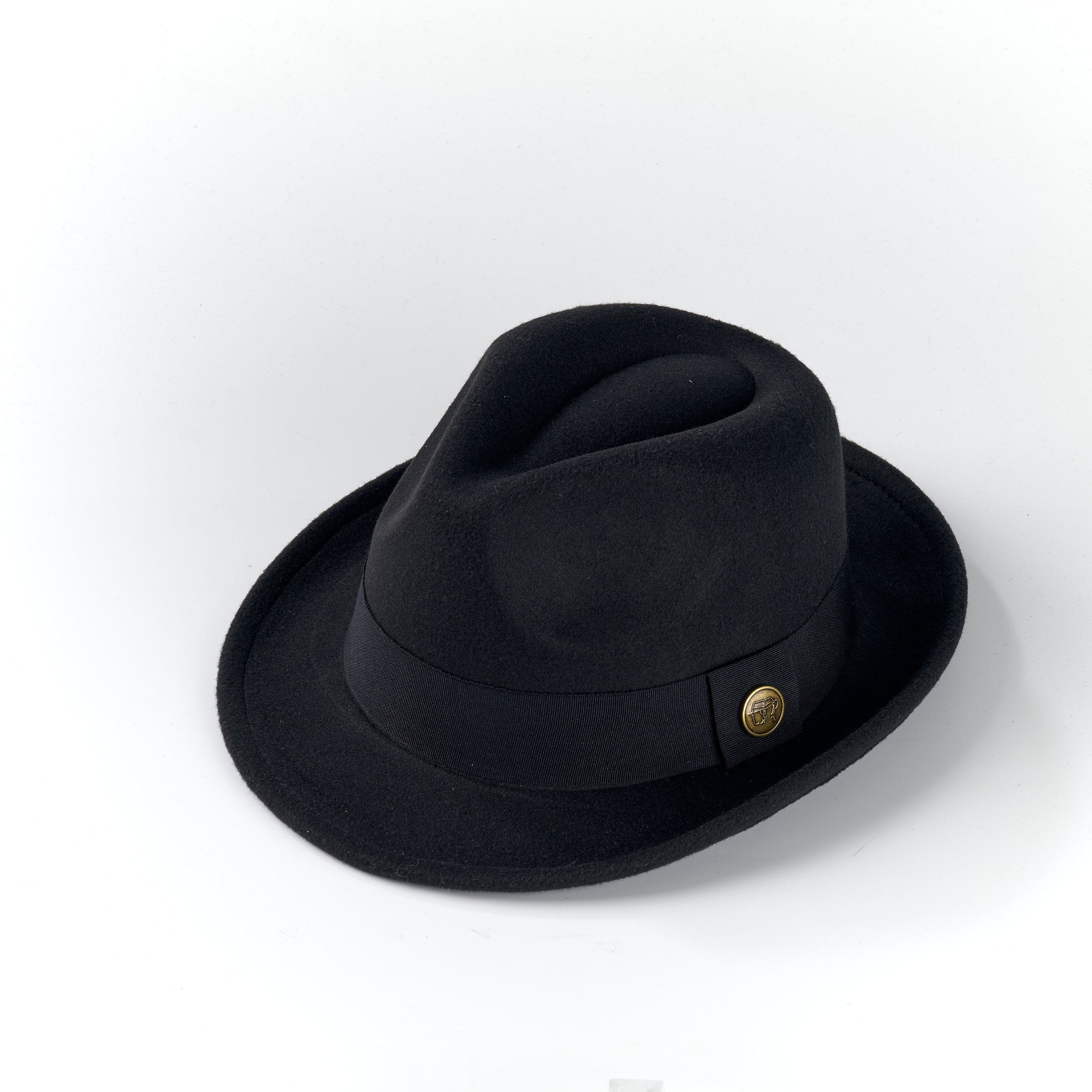 Classic Wide-Brim Felt Fedora with Black Band – Timeless Neutral Style Classic Fedora | Gladys Tamez Millinery main image 2