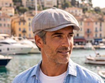 Casquette gavroche en lin : chapeau Gatsby fait main style vintage