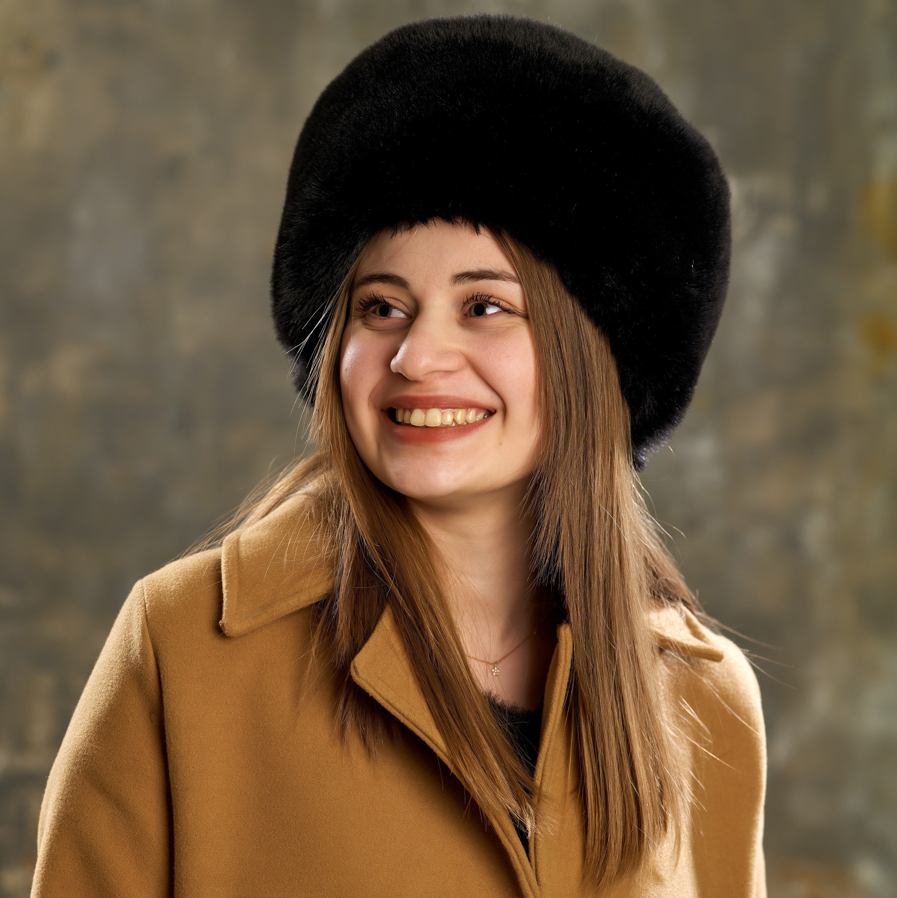Handmade Brown Faux Fur Ushanka Hat, Vintage Cossack Style 