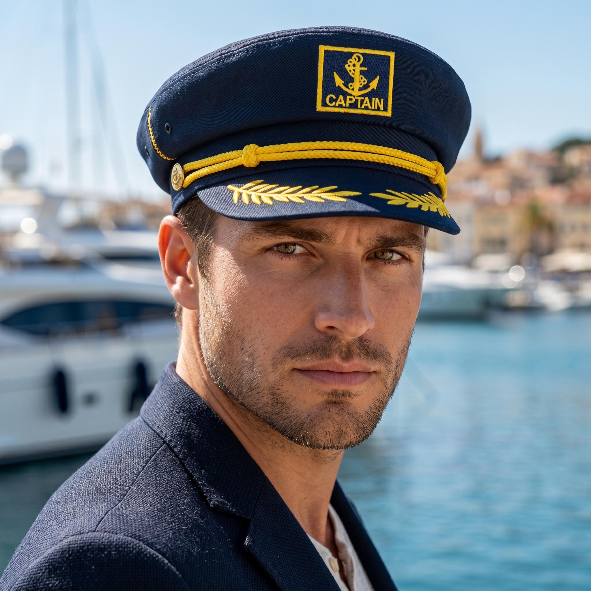 Lack of‎ Color Riviera Cap in Honey Captain Hat Size Small Nautical Inspired Raffia Cruiser - Straw Boater Hat | Lack of Color [US] main image 4