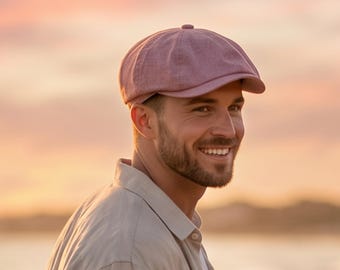 Casquette gavroche en lin : chapeau Gatsby fait main style vintage