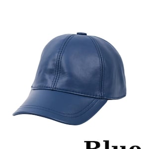 Genuine Leather Baseball Cap: Adjustable Unisex Hat Blue