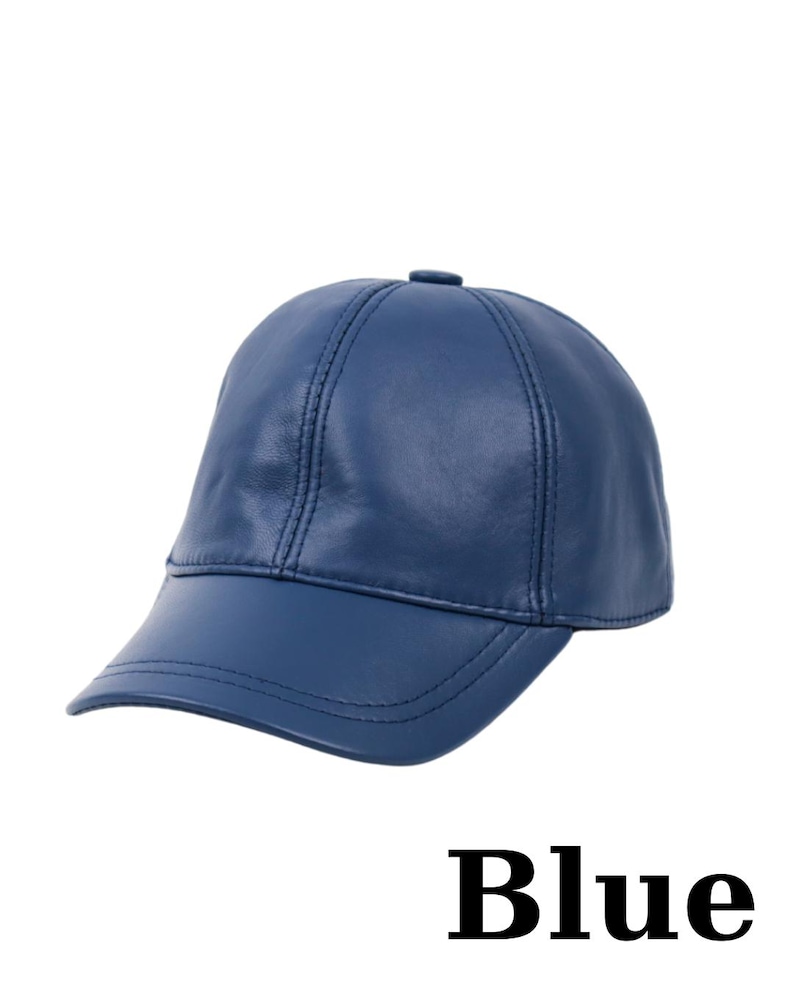 Genuine Leather Baseball Cap: Adjustable Unisex Hat Blue