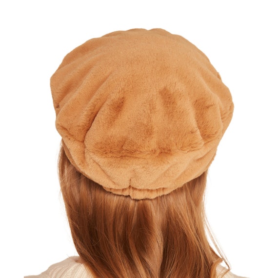 Faux Fur Newsboy Hat: Plush Fuzzy Winter Cap - Etsy display picture 1