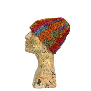 Hand Knit Beanie,Warm Caps,Multicolor Beanie, Boho Beanie,Cozy Chunky knit,Funky Beanie,Unisex Beanie,Winter Beanies,Fisherman Skull Cap,